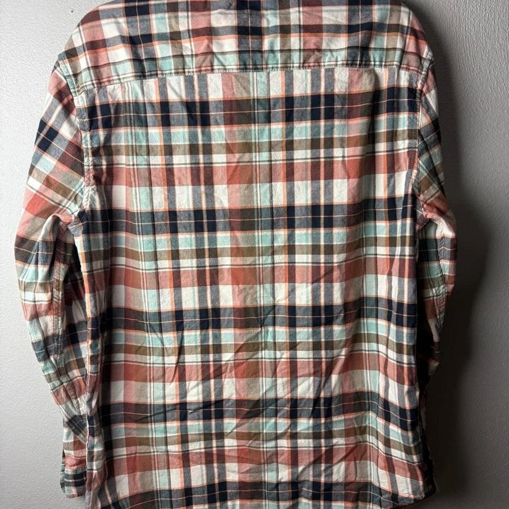 Men's Mutual Weave Plaid Button Up Shirt Size L